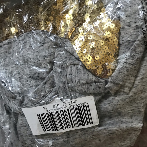 🚨FINAL PRICE💕VS PINK GREY GOLD BLING SIDESTRIPE CAMPUS TEE - Picture 2 of 8